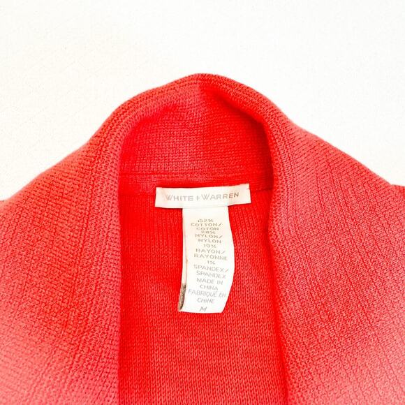 White + Warren Orange Military Style Sweater Cardigan Size Medium - Picture 3 of 5